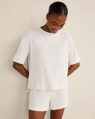COTTON WIDE RIB SHORT SLEEVE TOP | Talbots on sale