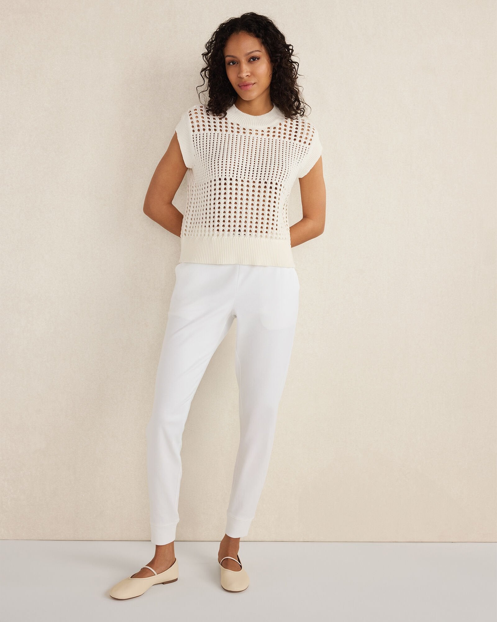 ORGANIC COTTON OPEN STITCH SHORT SLEEVE SWEATER | Talbots discount