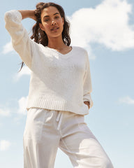 ORGANIC COTTON FLAT TAPE V-NECK SWEATER | Talbots for sale