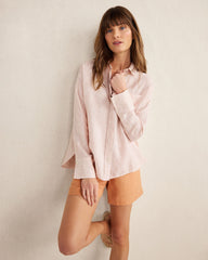 LINEN STRIPED BOXY SHIRT | Talbots online