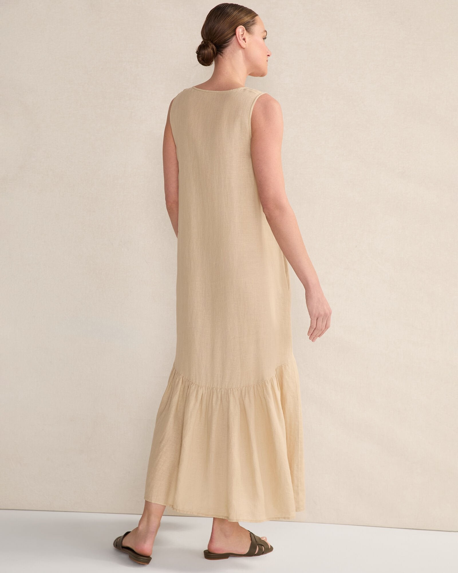 LINEN V-NECK TIERED MIDI DRESS | Talbots near me