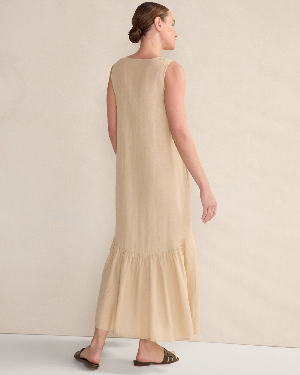 LINEN V-NECK TIERED MIDI DRESS | Talbots near me