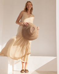 LINEN V-NECK TIERED MIDI DRESS | Talbots near me