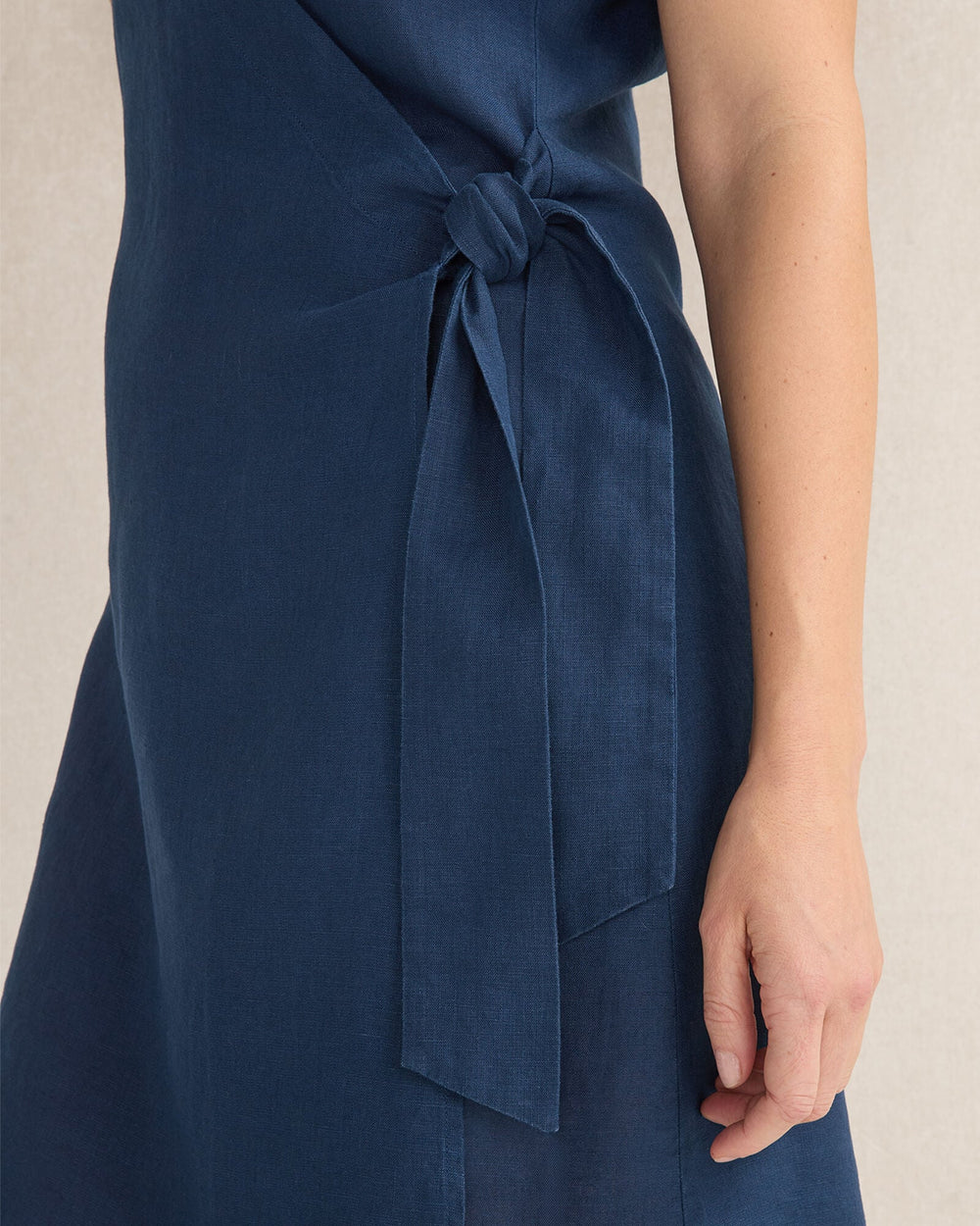 LINEN SHORT SLEEVE WRAP DRESS | Talbots outlet