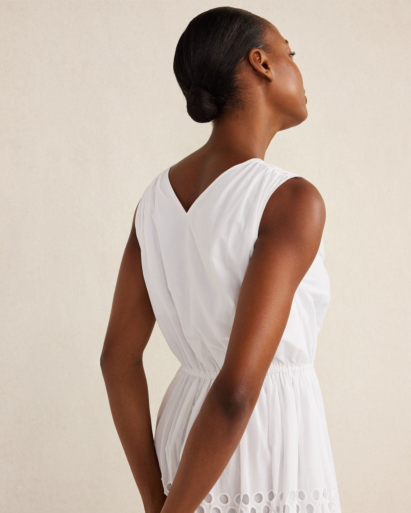 ORGANIC COTTON HONEYCOMB EYELET MIDI DRESS | Talbots discount