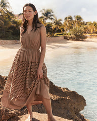 ORGANIC COTTON HONEYCOMB EYELET MIDI DRESS | Talbots discount