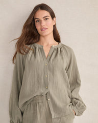 ORGANIC COTTON GAUZE LONG SLEEVE TOP | Talbots near me