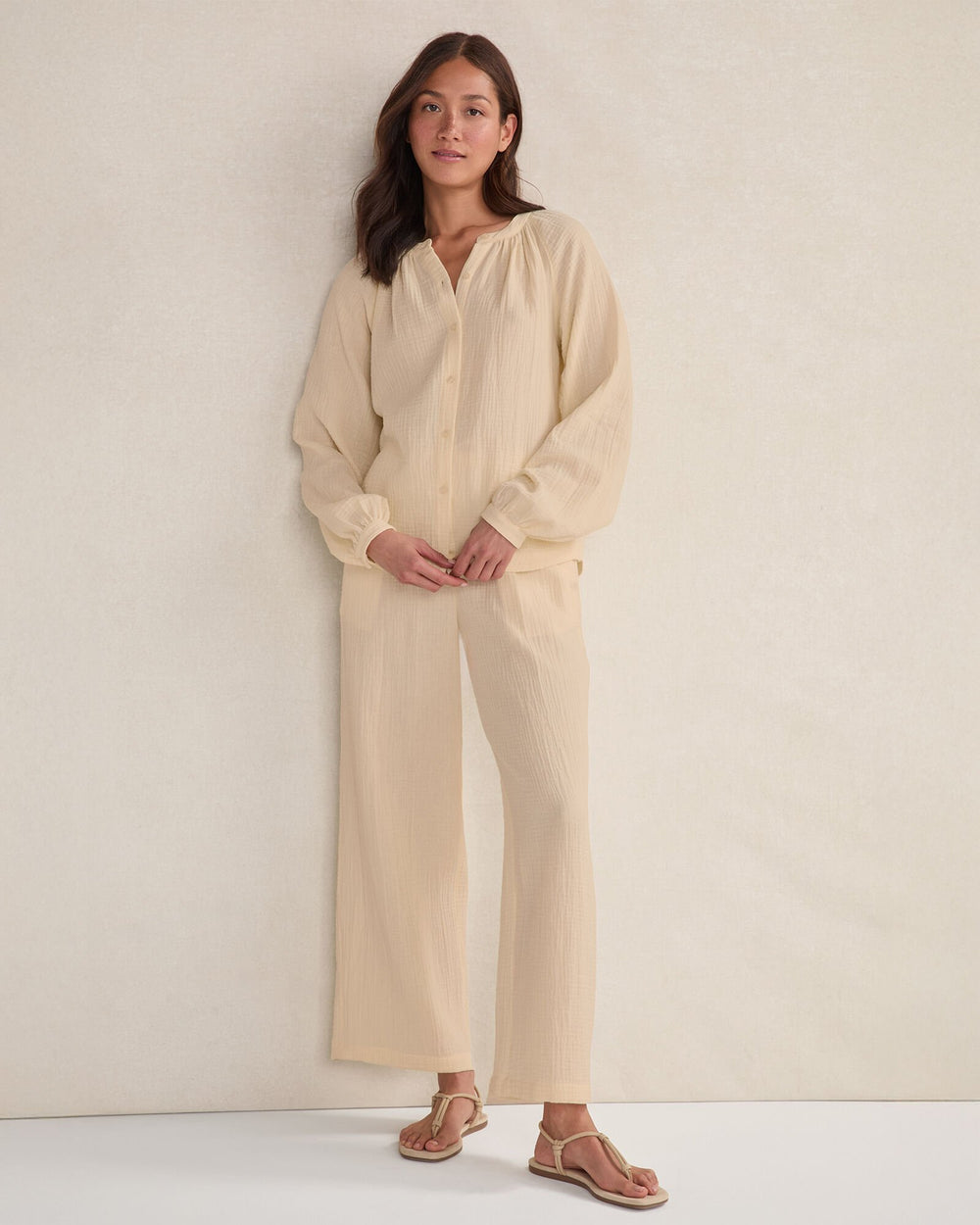 ORGANIC COTTON GAUZE LONG SLEEVE TOP | Talbots discount