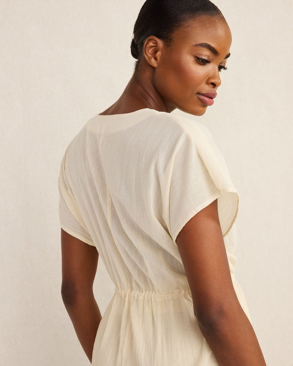 ORGANIC COTTON CRINKLE GAUZE FLUTTER SLEEVE TOP | Talbots outlet