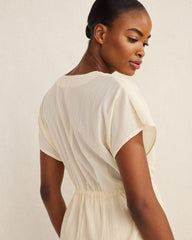 ORGANIC COTTON CRINKLE GAUZE FLUTTER SLEEVE TOP | Talbots outlet