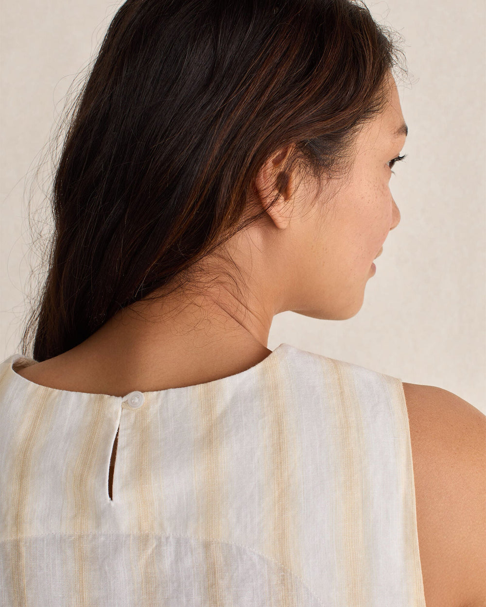ORGANIC COTTON LINEN STRIPE SIDE TIE TANK | Talbots sale