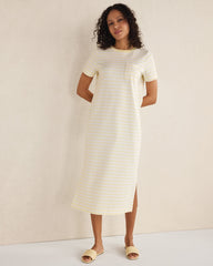 ORGANIC COTTON INTERLOCK STRIPE T-SHIRT DRESS | Talbots on sale