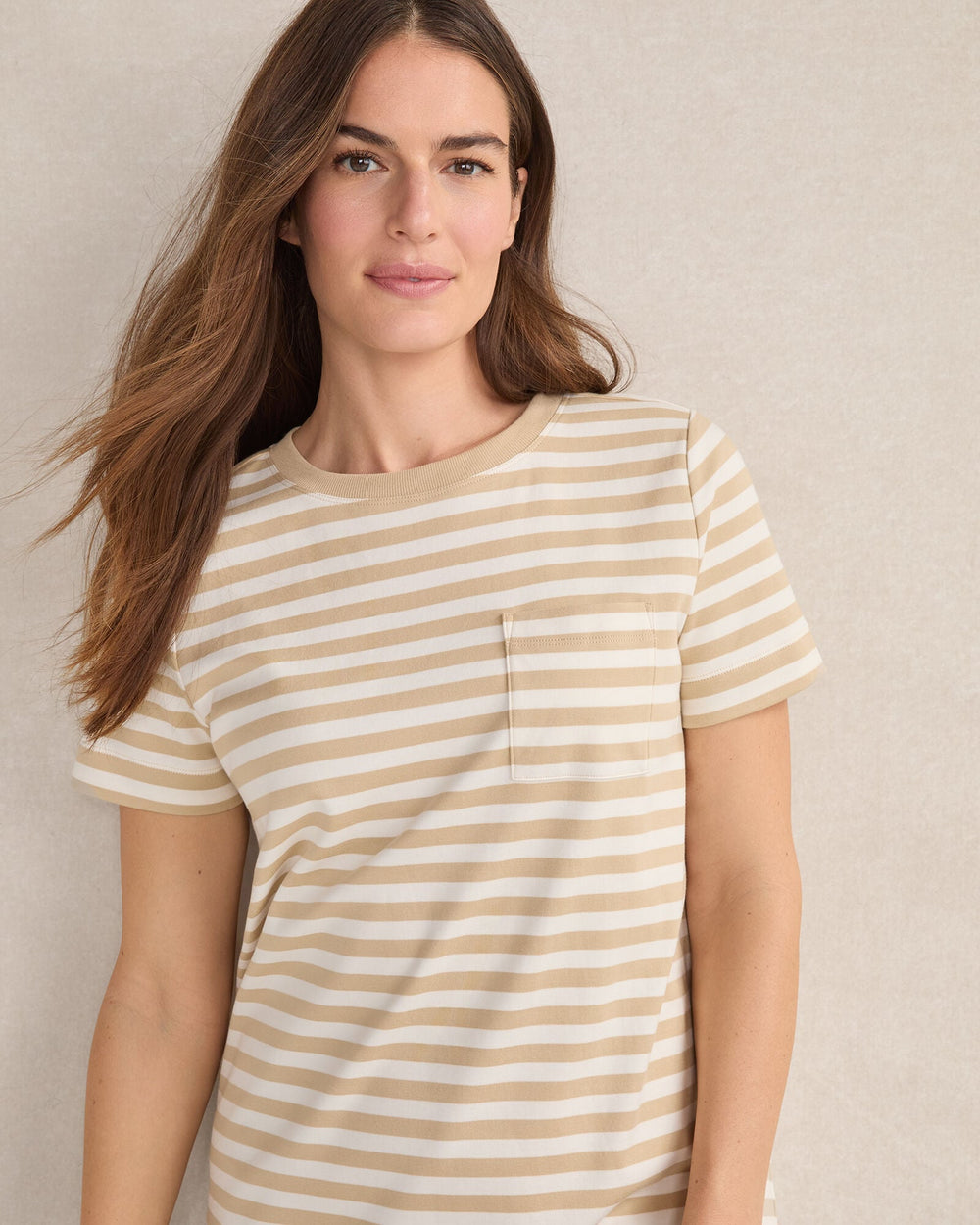 ORGANIC COTTON INTERLOCK STRIPE T-SHIRT DRESS | Talbots on sale