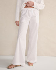ORGANIC COTTON POPLIN WIDE LEG PANTS | Talbots discount