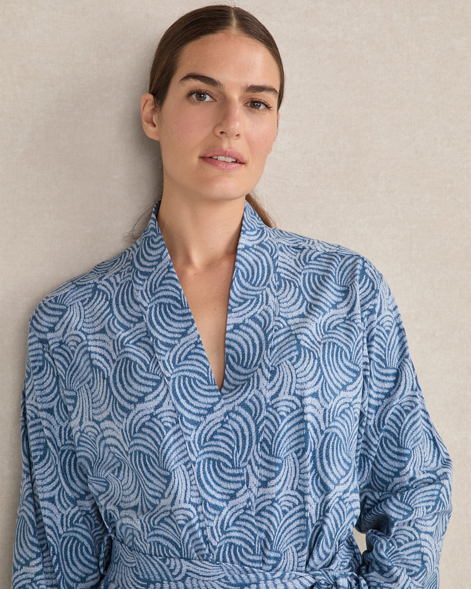 ORGANIC COTTON JERSEY ABSTRACT WAVE ROBE | Talbots sale