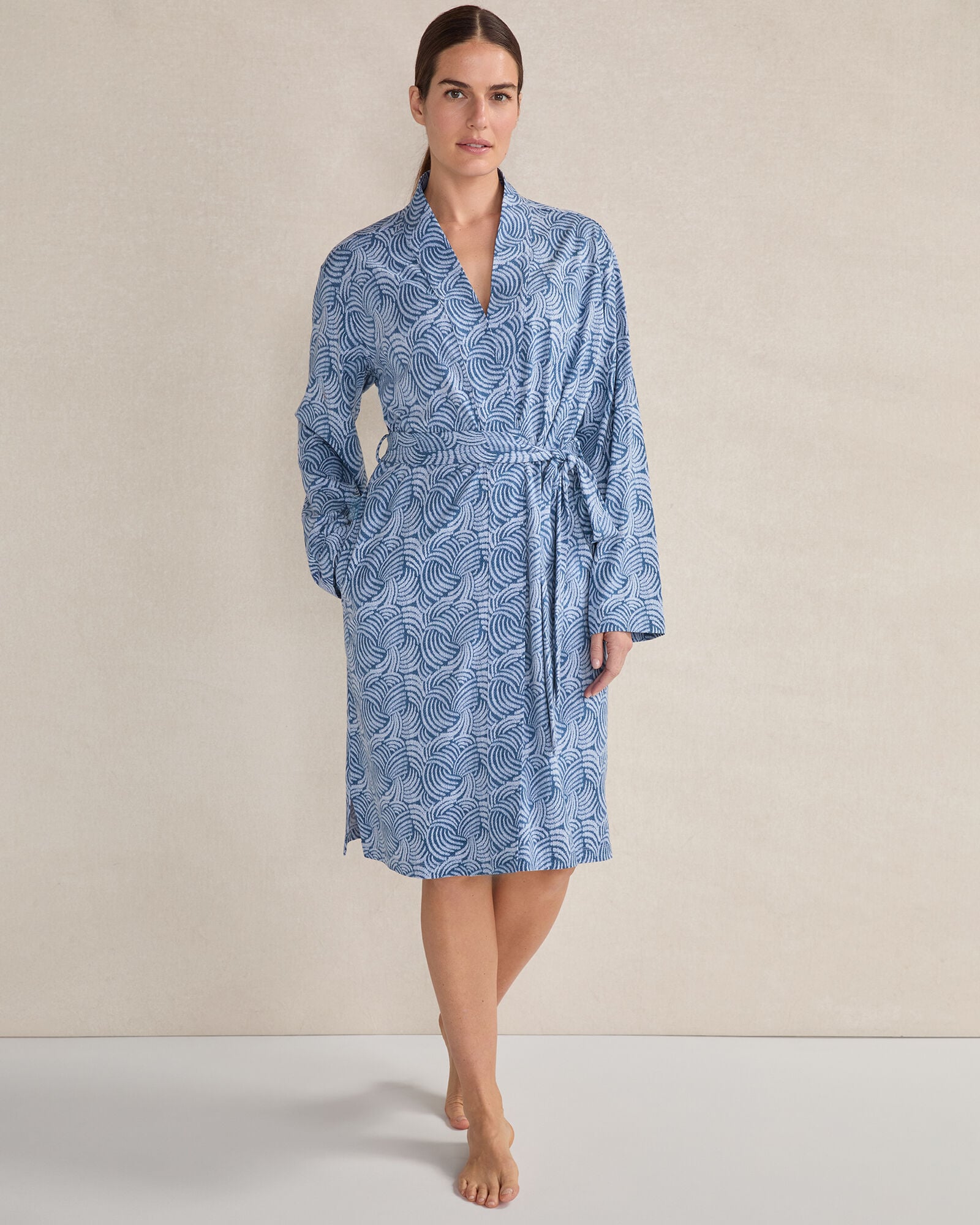 ORGANIC COTTON JERSEY ABSTRACT WAVE ROBE | Talbots sale