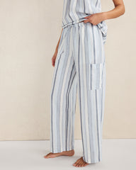 ORGANIC COTTON LINEN COASTAL STRIPE CARGO SLEEP PANTS | Talbots on sale