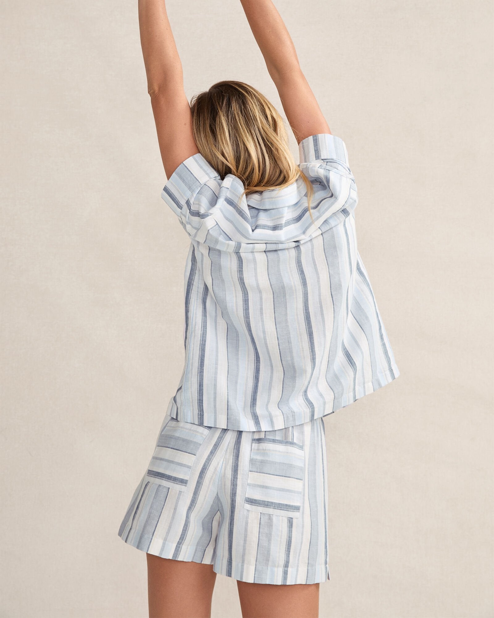 ORGANIC COTTON LINEN COASTAL STRIPE SLEEP SET | Talbots US