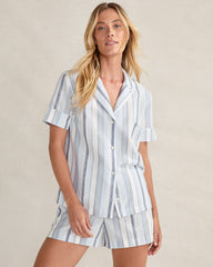 ORGANIC COTTON LINEN COASTAL STRIPE SLEEP SET | Talbots US
