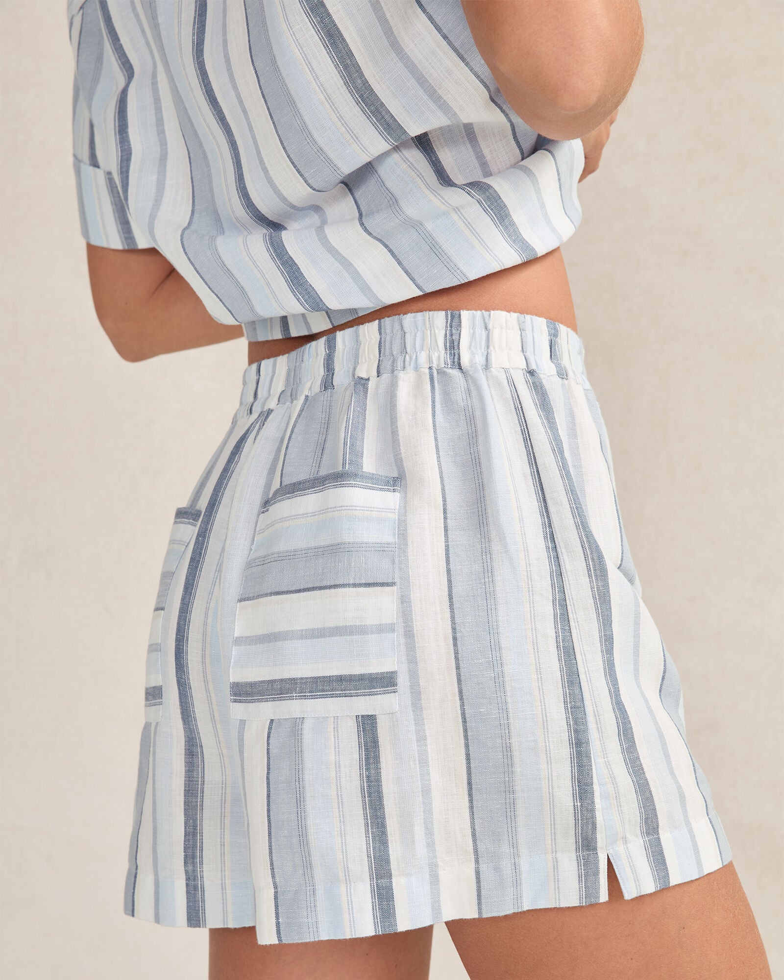 ORGANIC COTTON LINEN COASTAL STRIPE SLEEP SET | Talbots US
