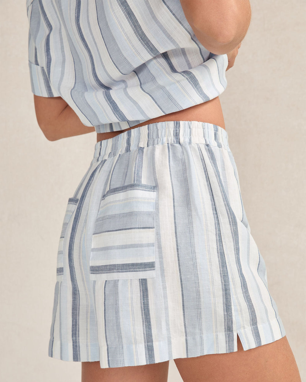 ORGANIC COTTON LINEN COASTAL STRIPE SLEEP SET | Talbots US