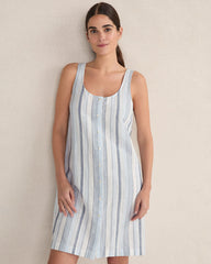 ORGANIC COTTON LINEN COASTAL STRIPE SLEEP DRESS | Talbots on sale