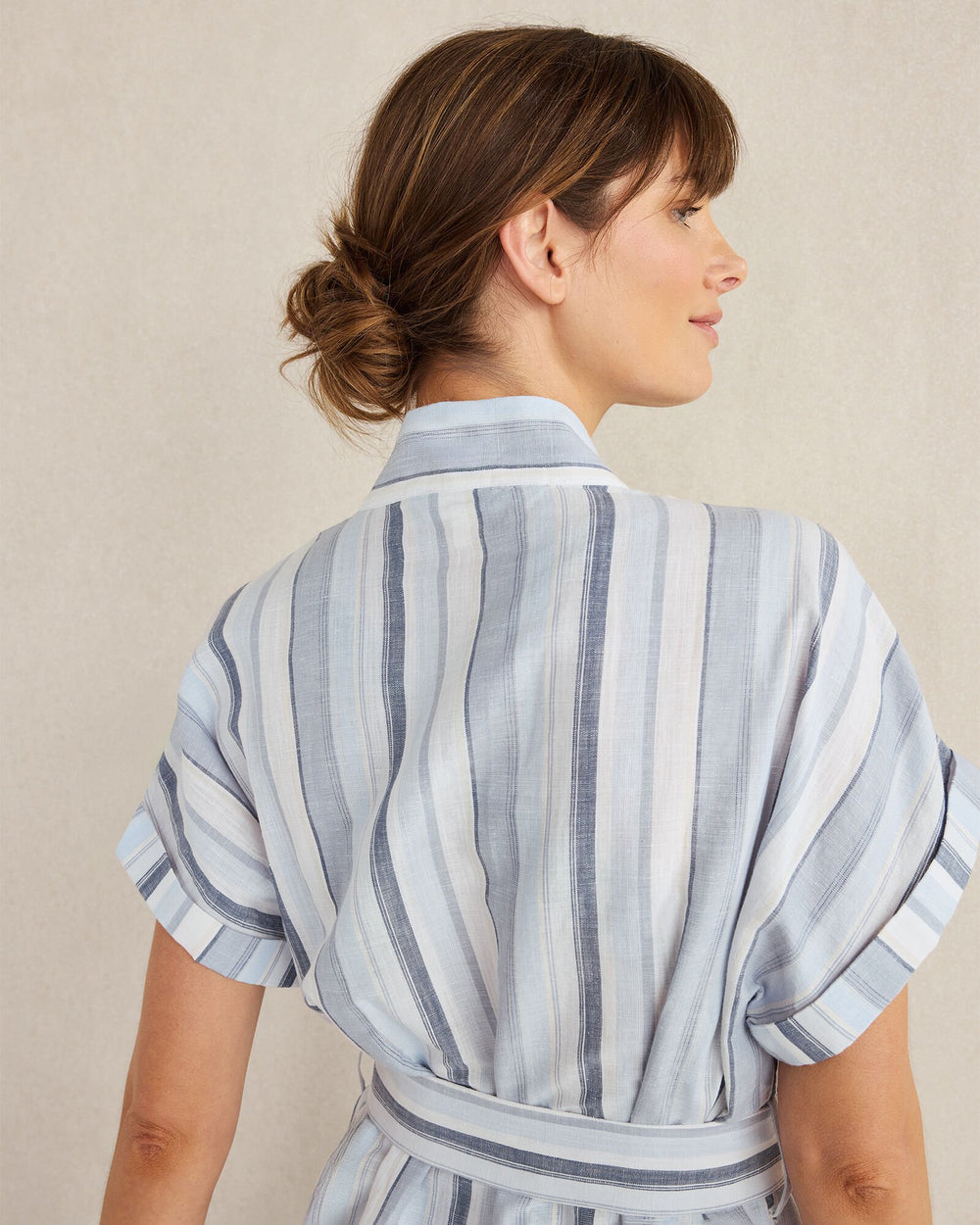 ORGANIC COTTON LINEN COASTAL STRIPE ROBE | Talbots online