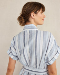 ORGANIC COTTON LINEN COASTAL STRIPE ROBE | Talbots online