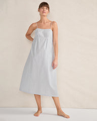 ORGANIC COTTON POPLIN DELICATE STRIPE SLEEP DRESS | Talbots sale