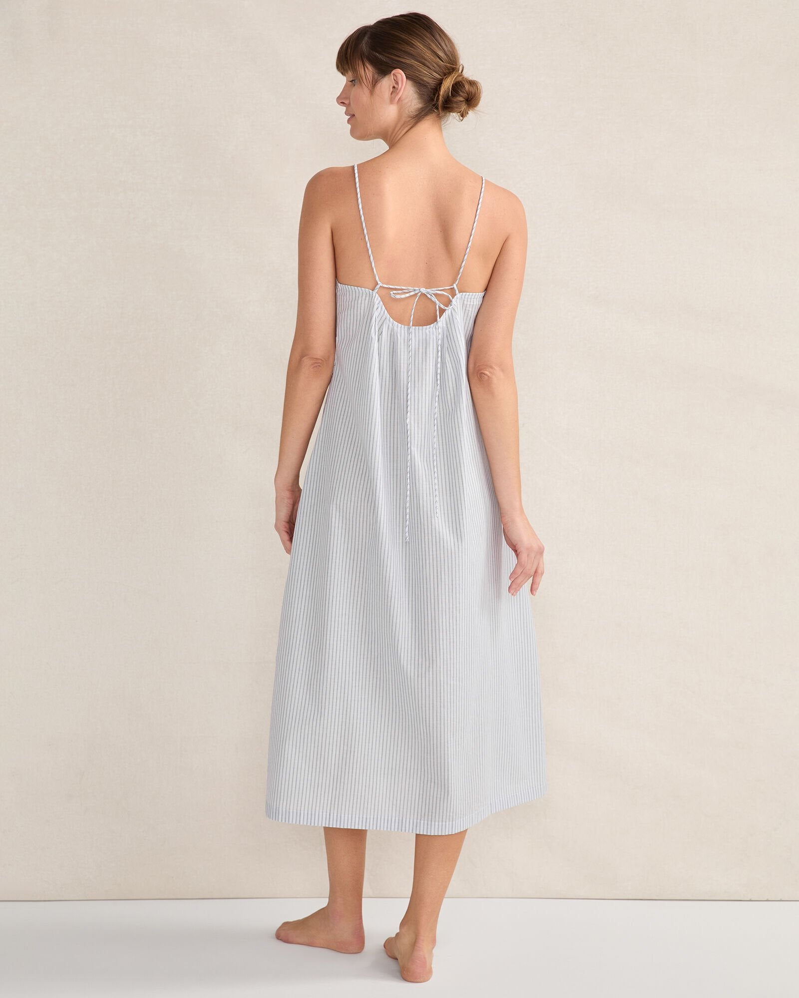 ORGANIC COTTON POPLIN DELICATE STRIPE SLEEP DRESS | Talbots sale