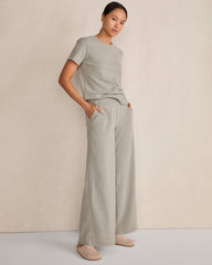 ORGANIC COTTON RIB KNIT WIDE LEG PANTS | Talbots online