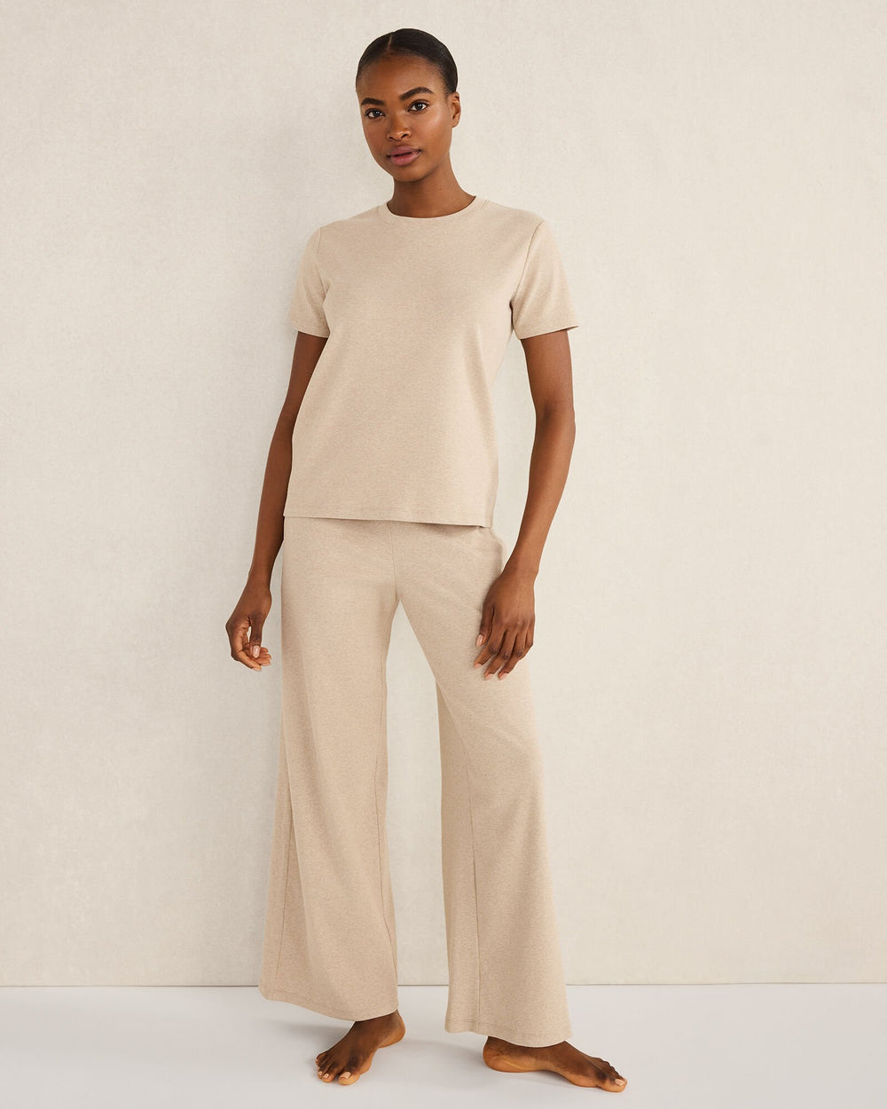 ORGANIC COTTON RIB KNIT WIDE LEG PANTS | Talbots sale