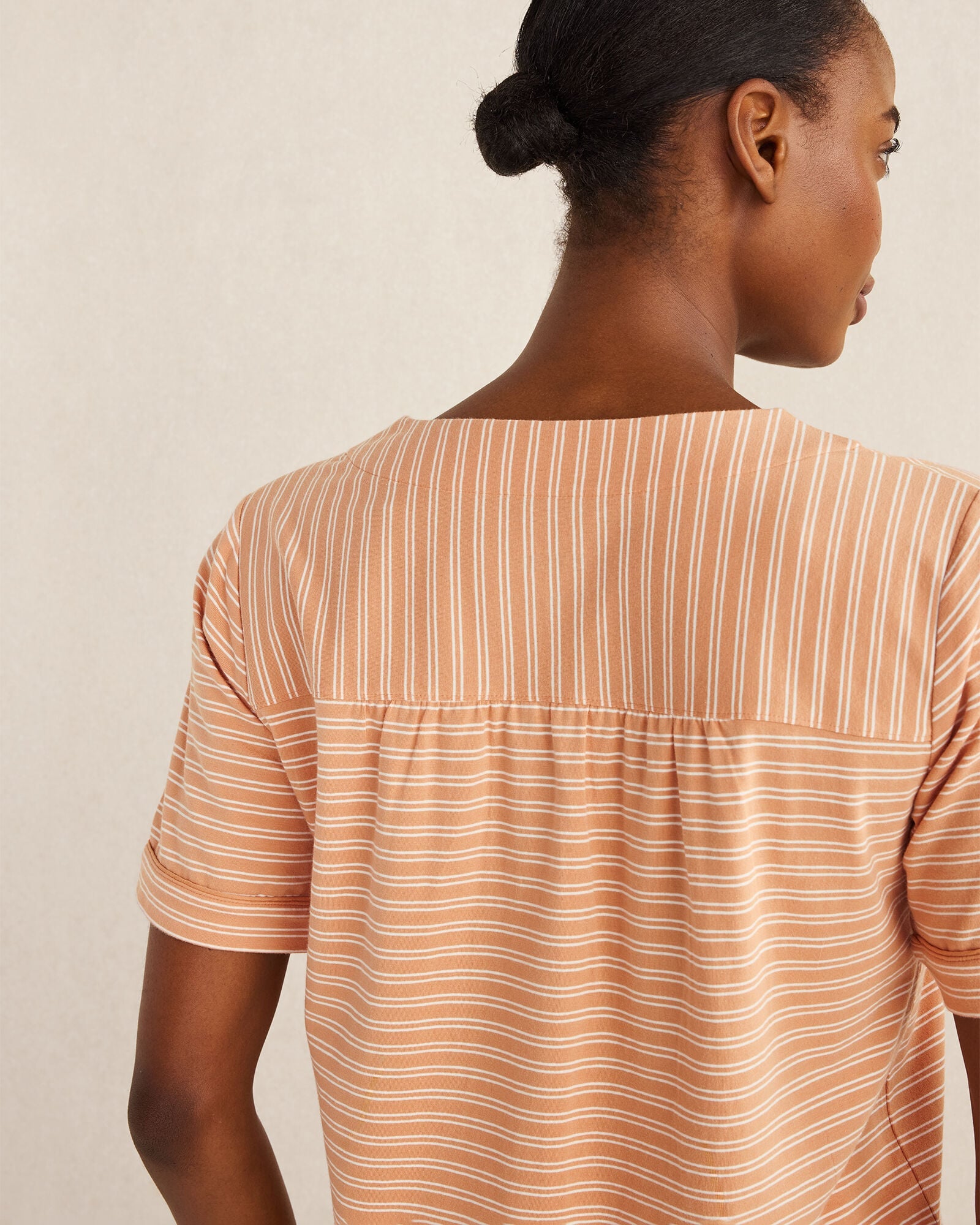ORGANIC COTTON JERSEY STRIPED SHORT SLEEVE SLEEP TOP | Talbots online