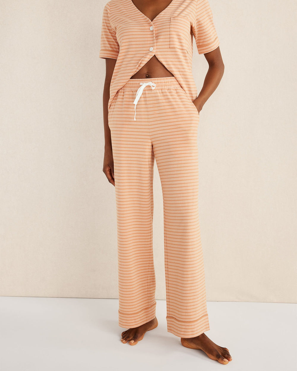 ORGANIC COTTON JERSEY STRIPED SLEEP PANTS | Talbots sale