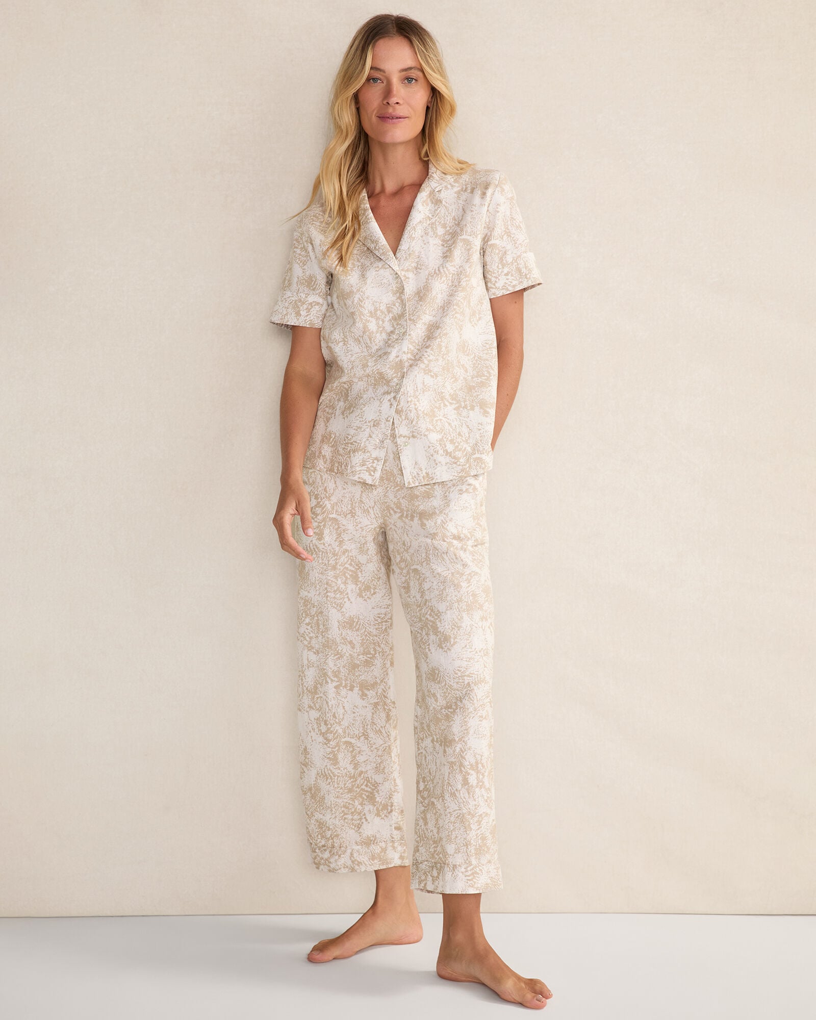 ORGANIC COTTON LINEN SERENE BOTANICALS SHORT SLEEVE SLEEP TOP | Talbots near me
