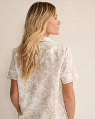 ORGANIC COTTON LINEN SERENE BOTANICALS SHORT SLEEVE SLEEP TOP | Talbots near me