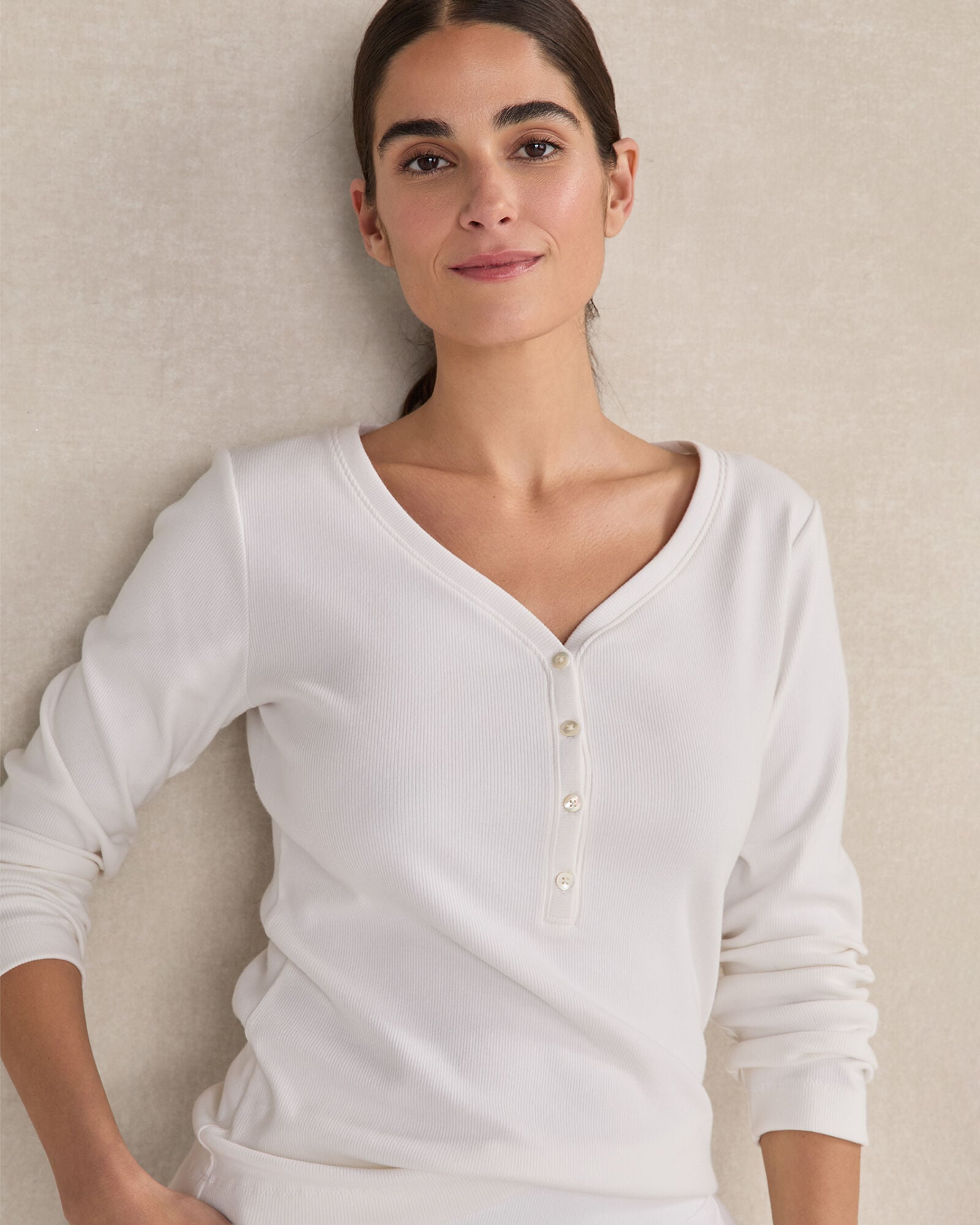 ORGANIC COTTON RIB KNIT HENLEY | Talbots for sale
