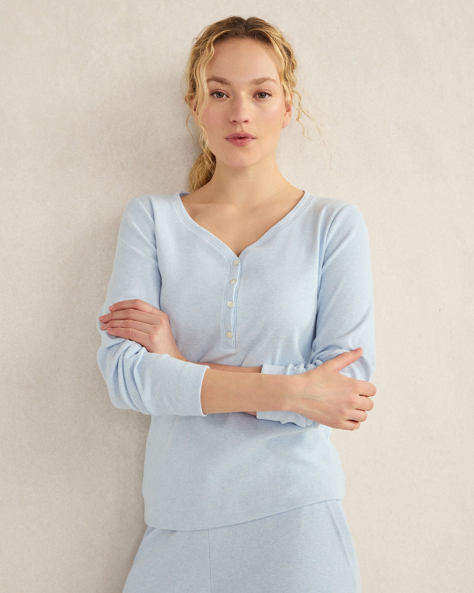 ORGANIC COTTON RIB KNIT HENLEY | Talbots for sale