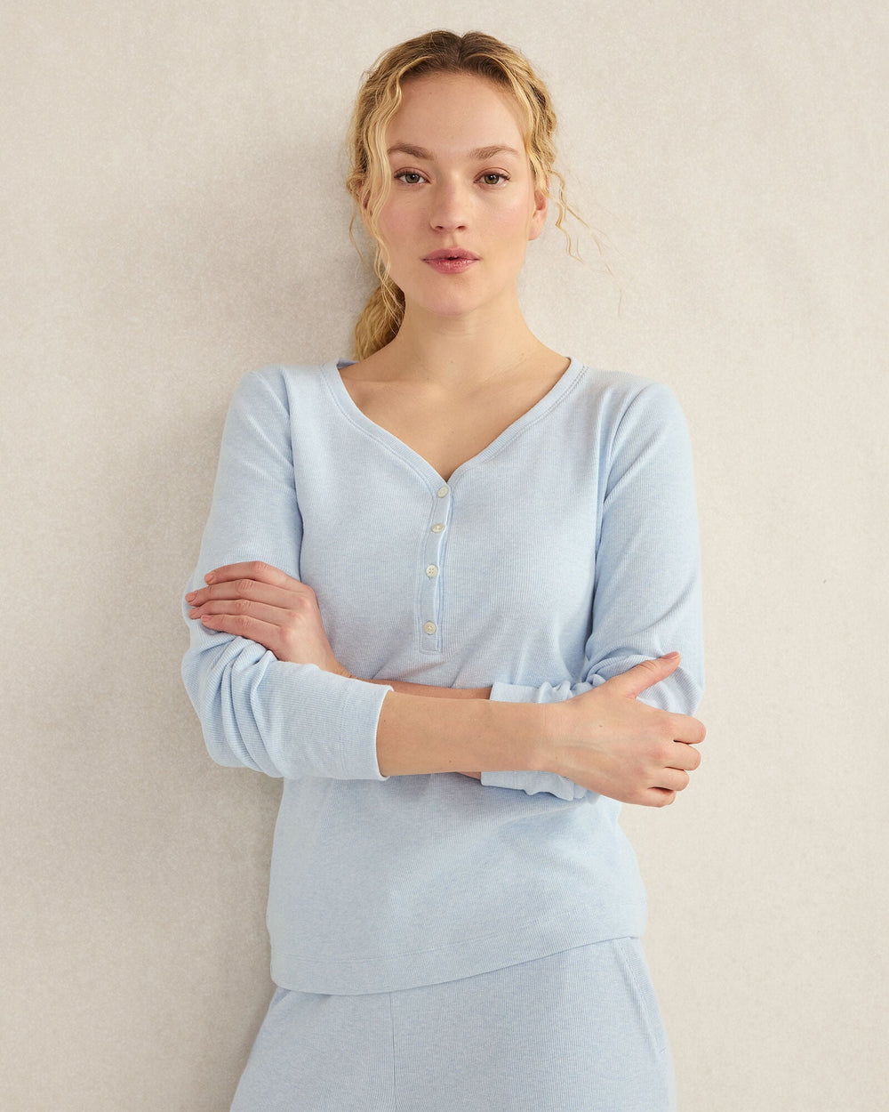 ORGANIC COTTON RIB KNIT HENLEY | Talbots for sale