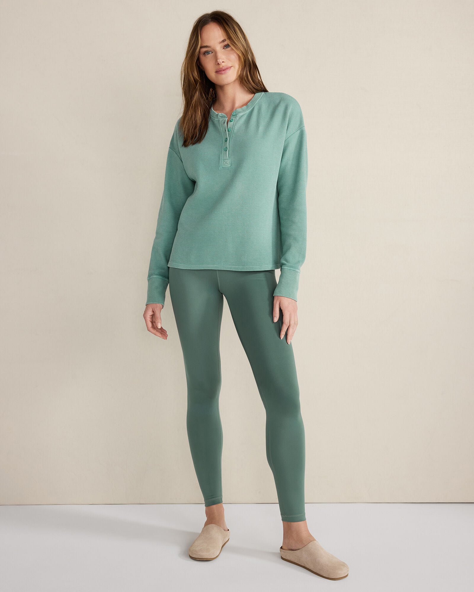ORGANIC COTTON WAFFLE HENLEY | Talbots on sale