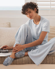 ORGANIC COTTON JERSEY ABSTRACT WAVE SLIPPERS | Talbots online