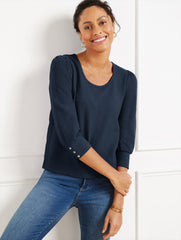 TEXTURED SCOOP NECK TEE | Talbots on sale