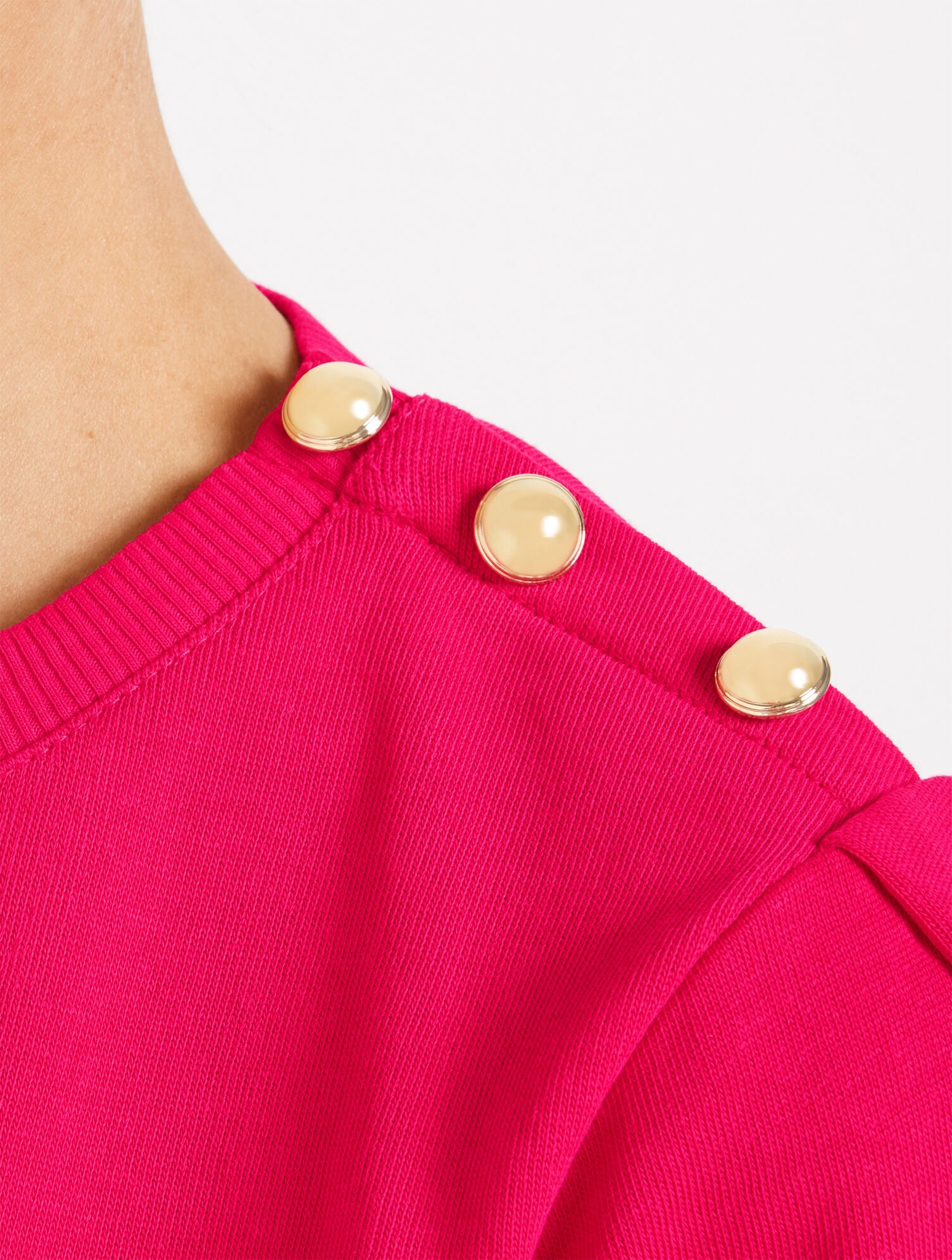 BUTTON SHOULDER CREWNECK SWEATSHIRT | Talbots US