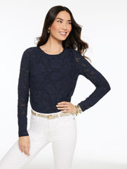 LONG SLEEVE CREWNECK TEE - FLORAL | Talbots outlet