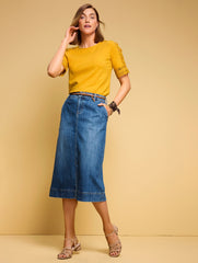 LACE CUFF CREWNECK TEE | Talbots sale