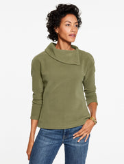 MICROFLEECE BUTTON SHOULDER PULLOVER | Talbots US