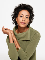 MICROFLEECE BUTTON SHOULDER PULLOVER | Talbots US