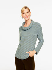 COWL-NECK WAFFLE KNIT PULLOVER - STRIPE | Talbots near me