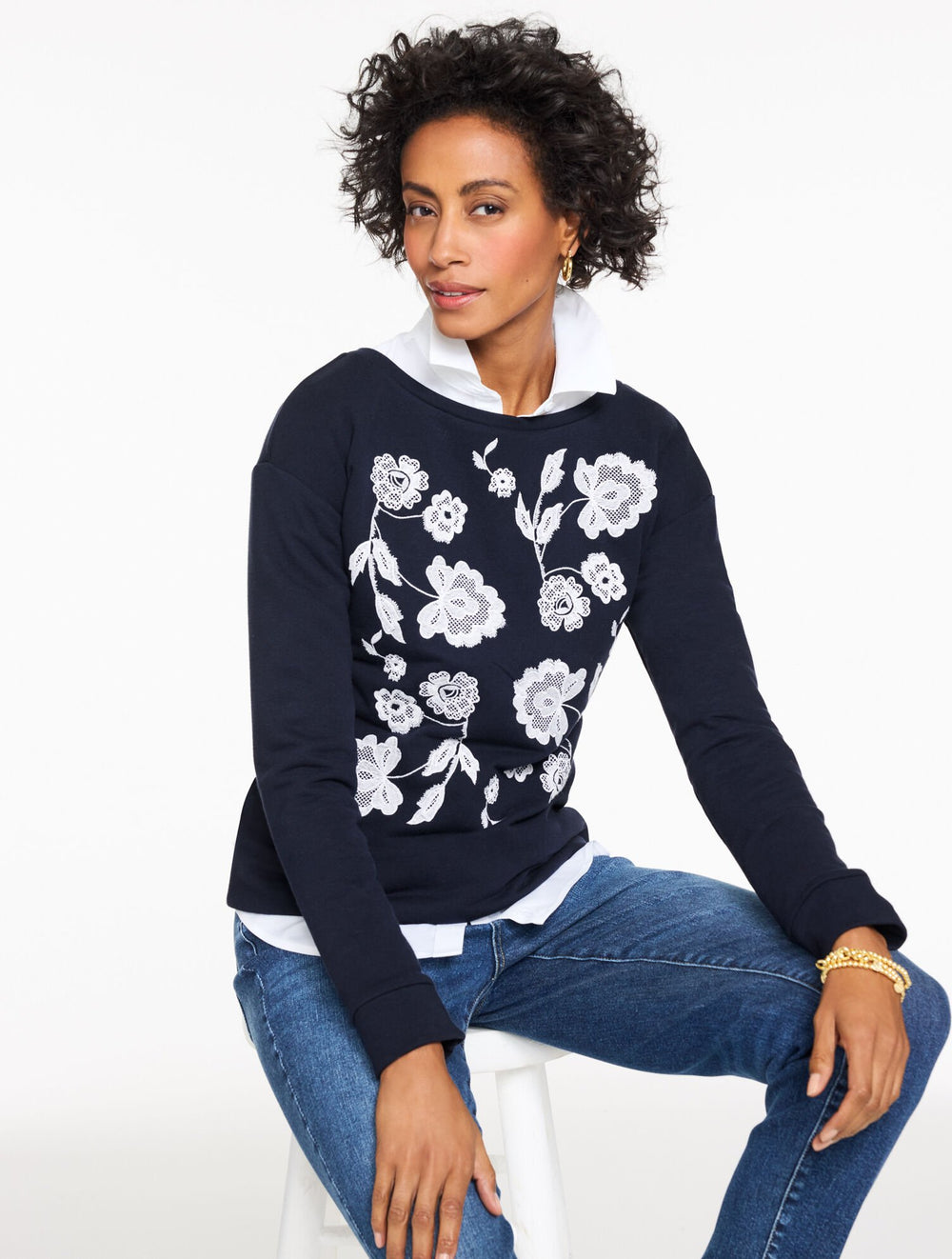 EMBROIDERED DROP SHOULDER SWEATSHIRT | Talbots near me