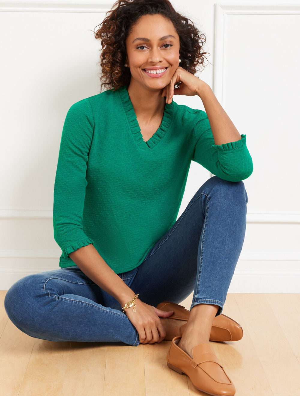 POINTELLE V-NECK PULLOVER | Talbots on sale
